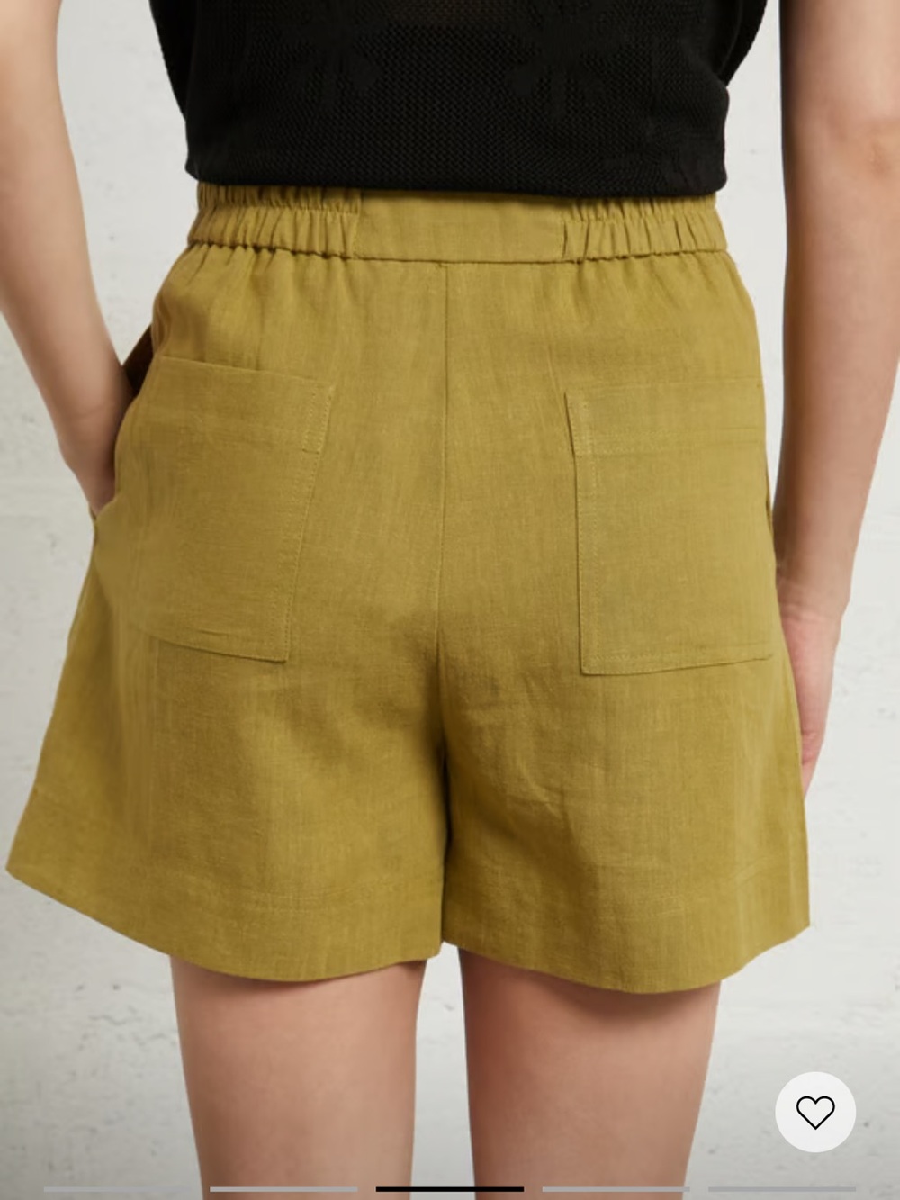 See You Soon | Olive Green Pleated Linen Blend Shorts - Picture 3 of 10